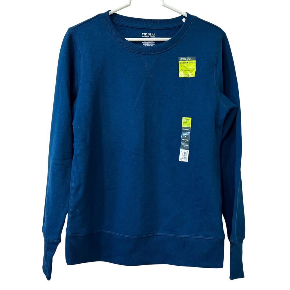 Tek Gear NWT Womens Size Small Blue Ultrasoft Fleece Crewneck Sweatshirt
